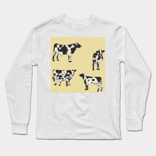 Holstein Cows Pattern Yellow Long Sleeve T-Shirt